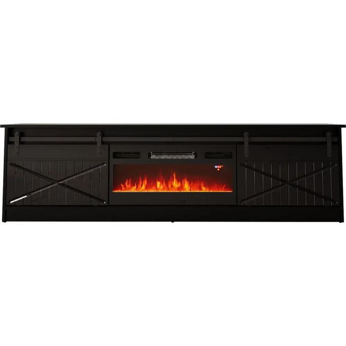 RTV GRANERO + шкаф за камина 200x56.7x35 черен/черен гланц