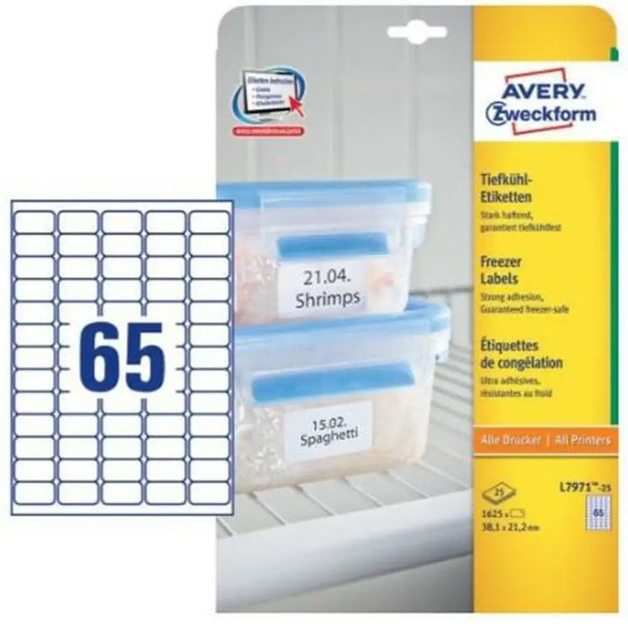 Етикети за принтер Avery L7971 Бял 25 Листи 38,1 x 21,1 mm