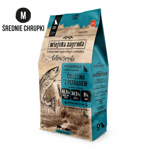 WIEJSKA ZAGRODA Телешко с пъстърва М – суха храна за кучета