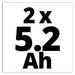 АКУМУЛАТОРНА БАТЕРИЯ 2 БРОЯ 18 V 5.2 AH EINHELL POWER