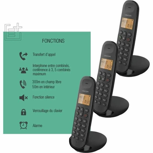 Безжичен телефон Logicom ILOA 350 TRIO Черен