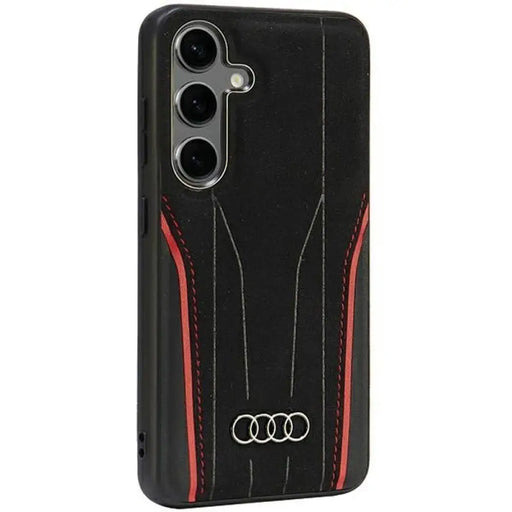 Audi естествена кожа MagSafe S24 S921 черно-червен твърд