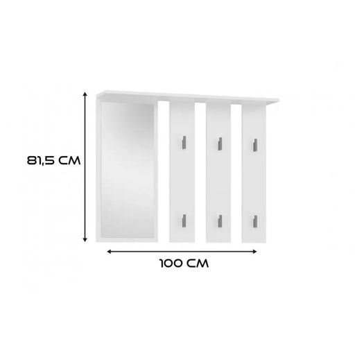 Закачалка + огледало PARMA 100x15x.81.5 см Бяла