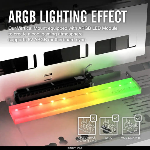 Брекет за вертикален монтаж на GPU EZDIY-FAB ARGB PCIe 4.0