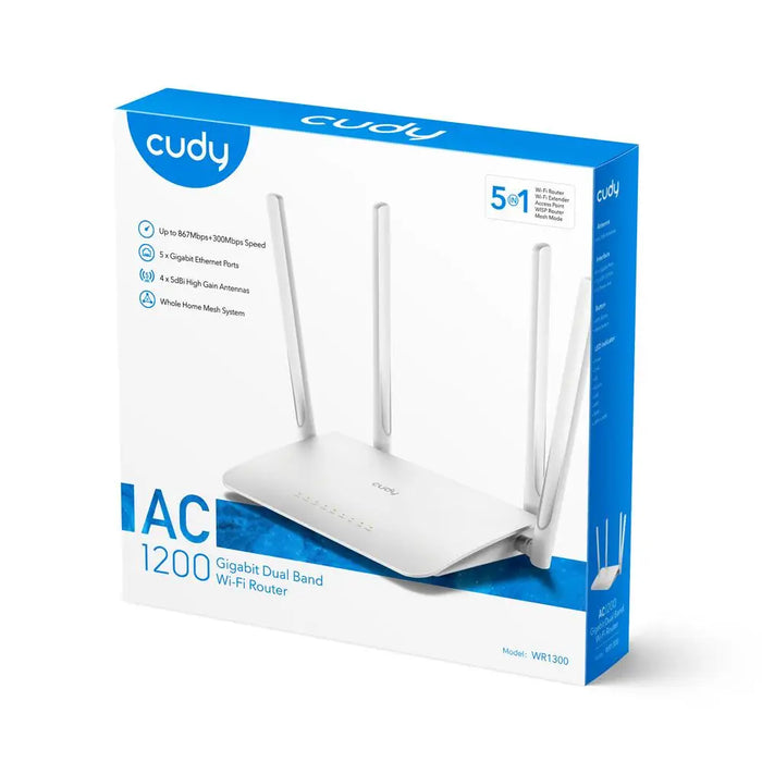 Безжичен рутер CUDY WR1300 Двубандов AC1200 300 + 867 Mbps