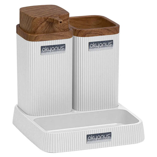 ДОЗАТОР ЗА САПУН ПОСТАВКА ЗА ЧЕТКА БЯЛ EMIR