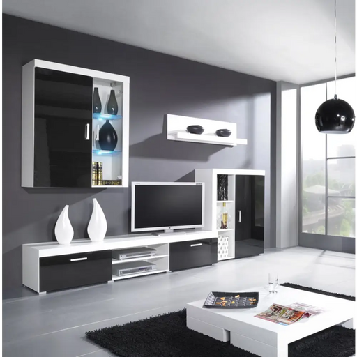 Стойка за телевизор Cama 200 SAMBA бяло/черно гланц