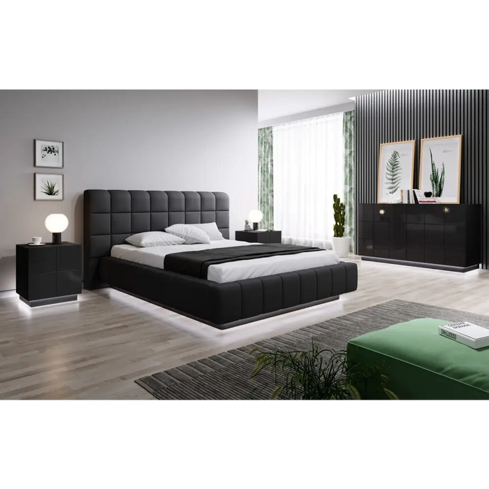 Нощно шкафче Cama REJA черен гланц/черен гланц
