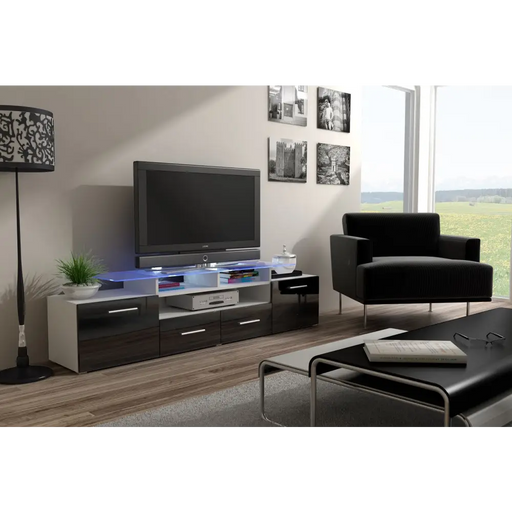 Стойка за телевизор Cama EVORA 200 бял/черен гланц
