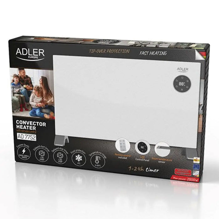 Конвекторен нагревател Adler AD 7752 LCD с дистанционно Бял