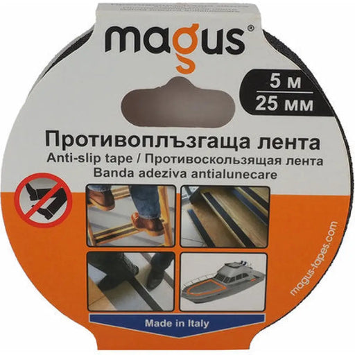 ПРОТИВОПЛЪЗГАЩА ЛЕНТА 5 M/25 MM ЧЕРЕН ЦВЯТ MAGUS AS-5black