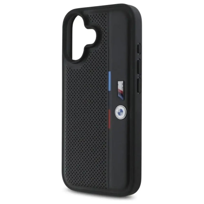 Калъф за iPhone 16 BMW M с перфорирана трицветна линия
