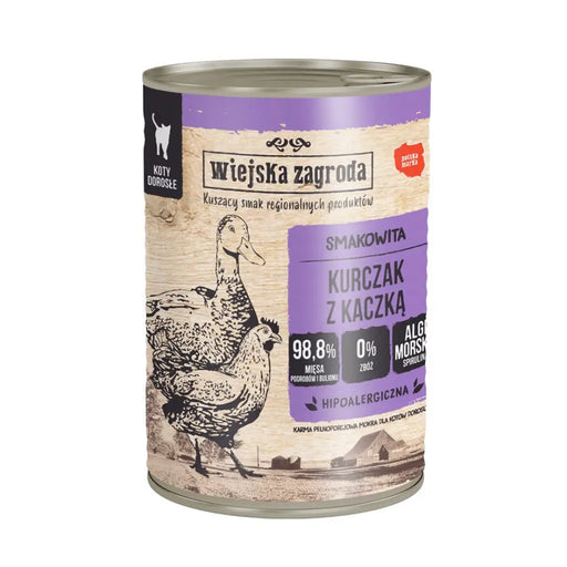 WIEJSKA ZAGRODA Пиле с патица - мокра котешка храна - 400гр