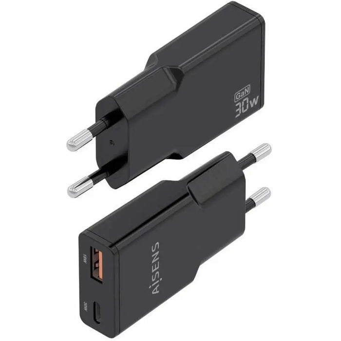 Зарядно за стена Aisens ASCH-30W2P047-BK Черен 30 W