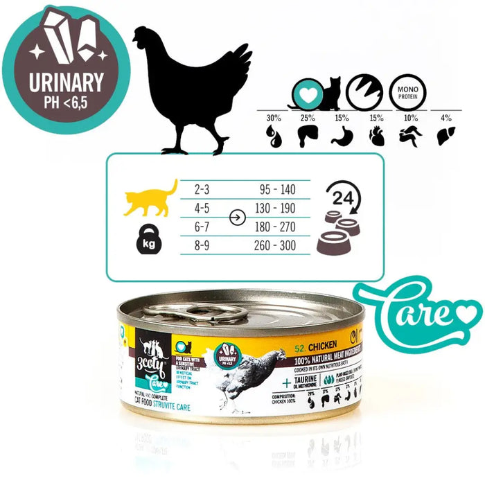 3COTY Chicken Struvite care - мокра храна за котки - 80гр