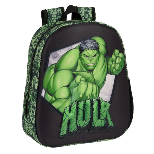 3D Детска раница Hulk Черен Зелен 27 x 33 x 10 cm