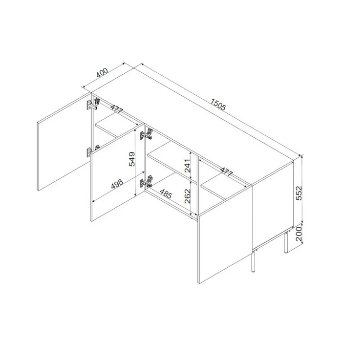 3D скрин PALAZZO BIS 151x40x75 бял мат