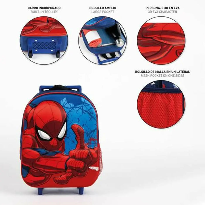 3D училищна чанта с колелца Spider-Man Син 25,0 x 31,0 x