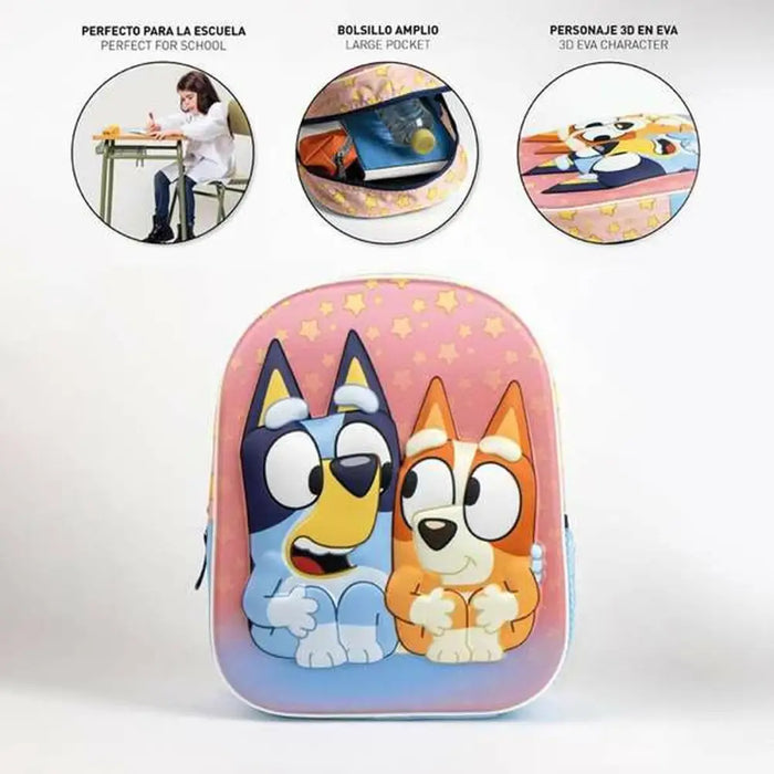 3D училищна чанта Bluey Розов 25,0 x 31,0 x 10,0 cm