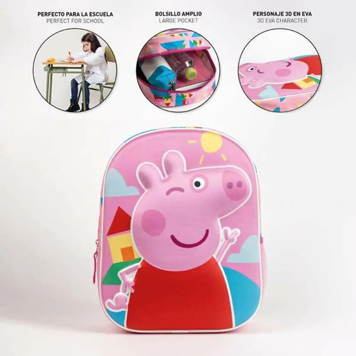 3D училищна чанта Peppa Pig Розов 25,0 x 31,0 x 10,0 cm