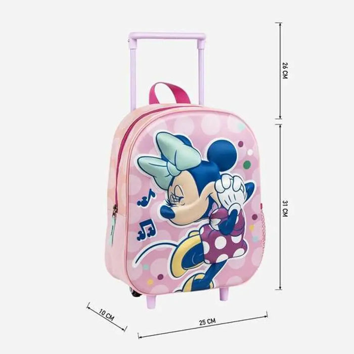 3D училищна чанта с колелца Minnie Mouse Розов 25,0 x 31,0