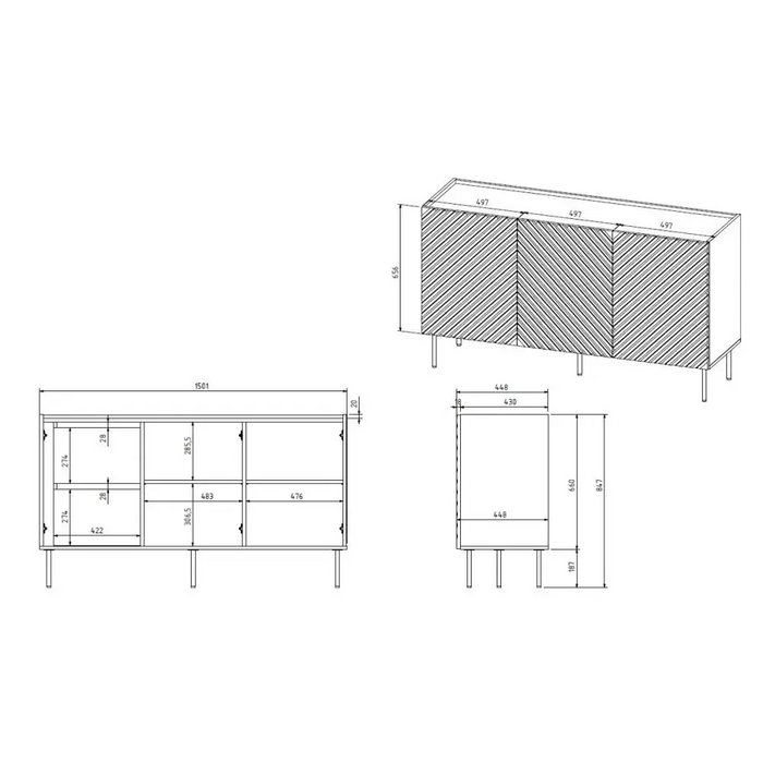3D2SZ ONDA скрин 150x45x85 черен