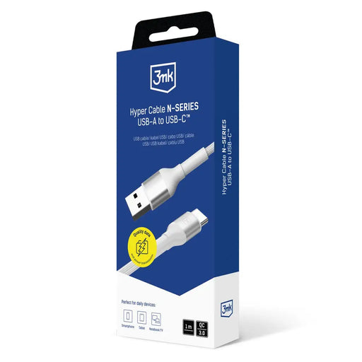 3mk Hyper Cable N-SERIES USB-A / USB-C 1m 9V/2A 18W / бял