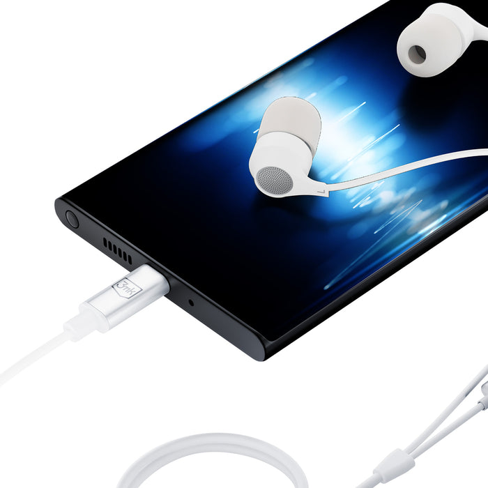 USB-C 3mk кабелни слушалки - бели