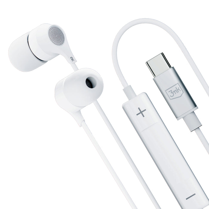 USB-C 3mk кабелни слушалки - бели