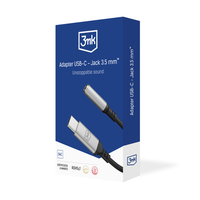 3mk USB-C адаптер - 3,5 мм минижак - сребрист