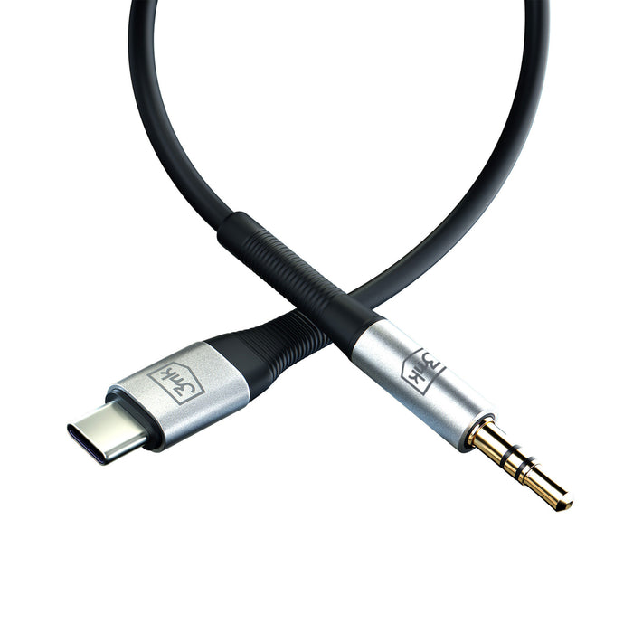 3mk AUX минижак 3.5 мм / USB-C кабел - сребрист