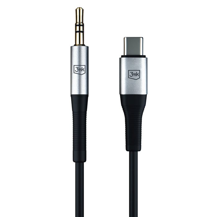3mk AUX минижак 3.5 мм / USB-C кабел - сребрист