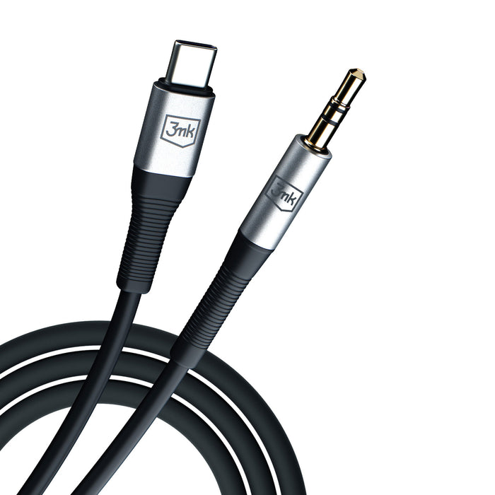 3mk AUX минижак 3.5 мм / USB-C кабел - сребрист