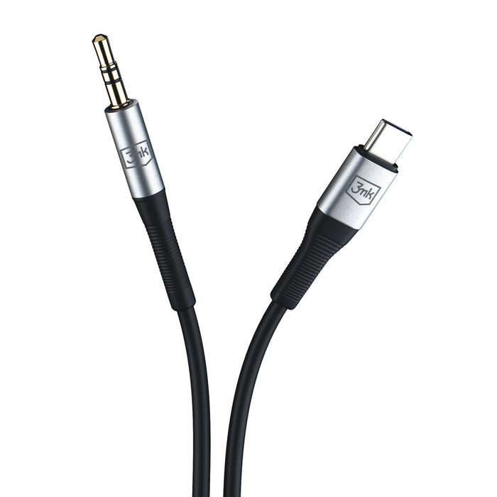 3mk AUX минижак 3.5 мм / USB-C кабел - сребрист