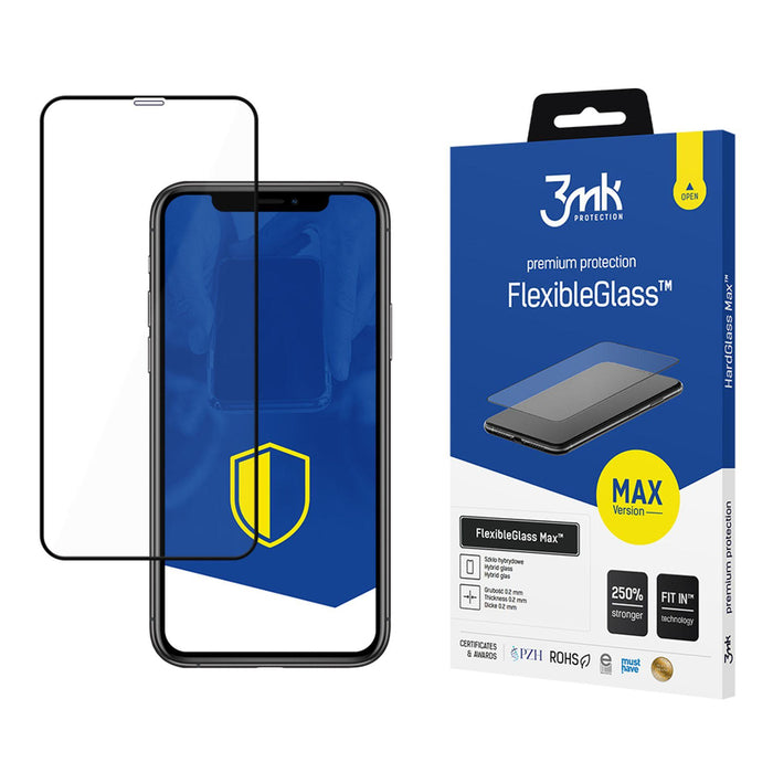 3mk FlexibleGlass Max хибридно стъкло, черно, за iPhone Xs Max / 11 Pro Max