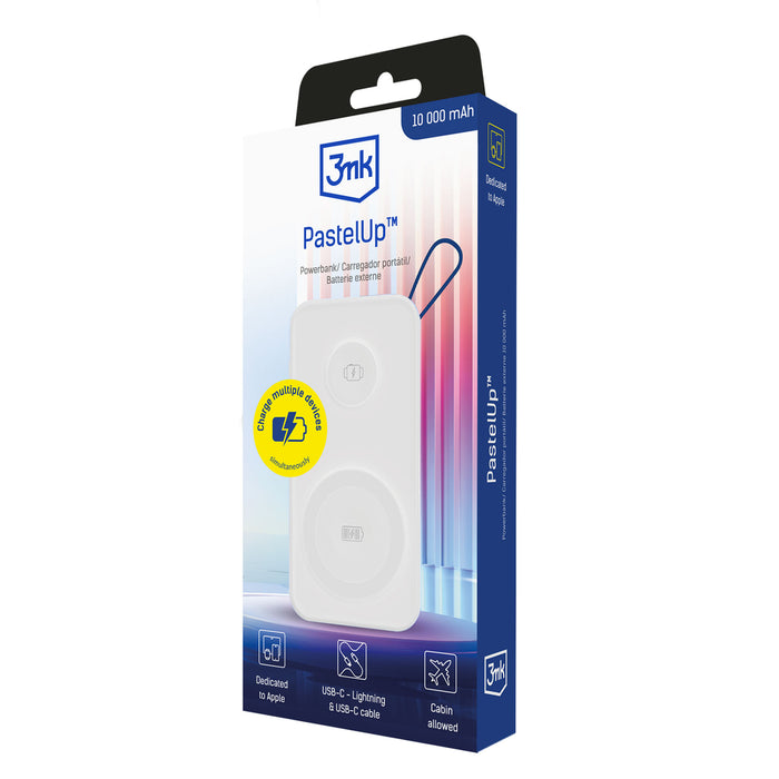 Преносима батерия Powerbank 3mk PastelUp 10,000mAh 22.5W USB 1A1C - бял