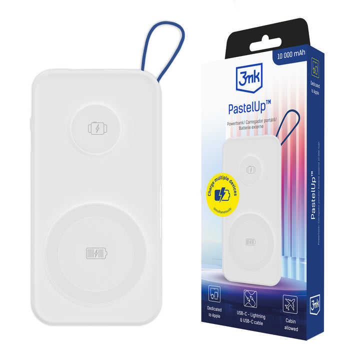 Преносима батерия Powerbank 3mk PastelUp 10,000mAh 22.5W USB 1A1C - бял