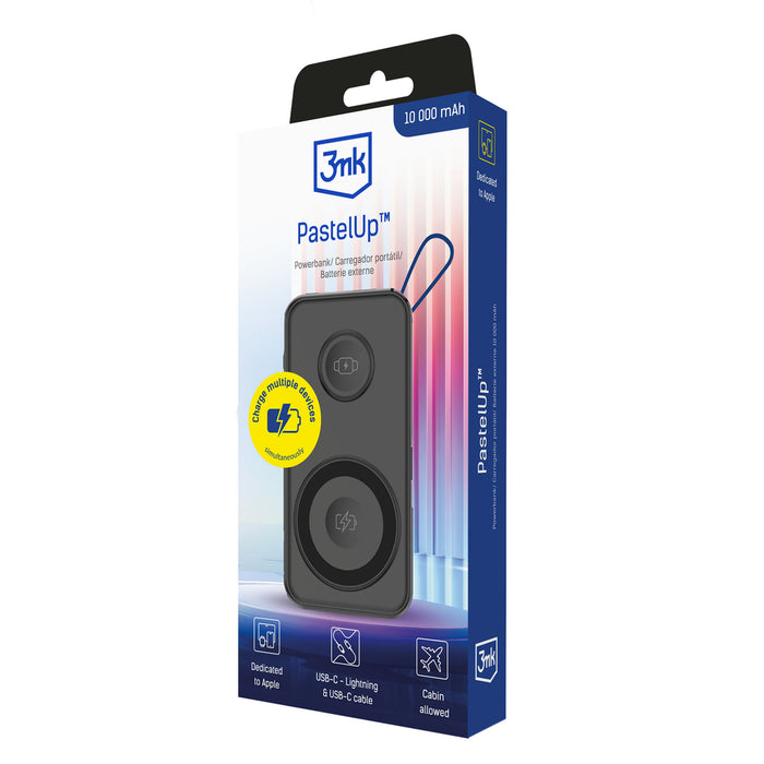 Преносима батерия Powerbank 3mk PastelUp 10,000mAh 22.5W USB 1A1C - черен