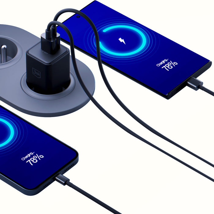 3mk Hyper GaN зарядно устройство 20W QC4+ PD PPS USB-C USB-A стенно зарядно устройство - черно