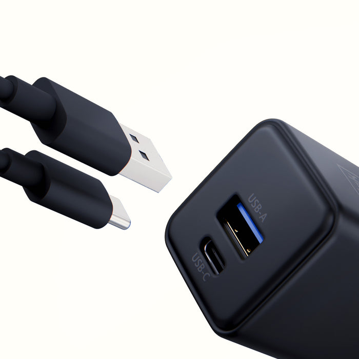 3mk Hyper GaN зарядно устройство 20W QC4+ PD PPS USB-C USB-A стенно зарядно устройство - черно