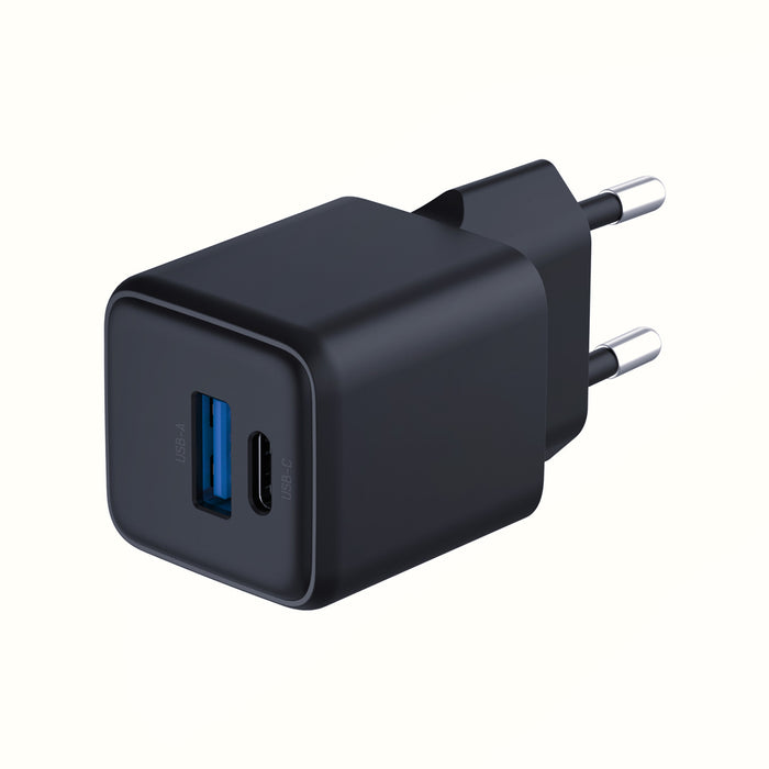 3mk Hyper GaN зарядно устройство 20W QC4+ PD PPS USB-C USB-A стенно зарядно устройство - черно