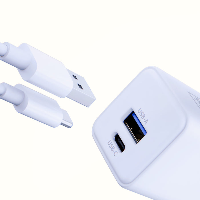 3mk Hyper GaN зарядно устройство 20W QC4+ PD PPS USB-C USB-A стенно зарядно устройство - бяло