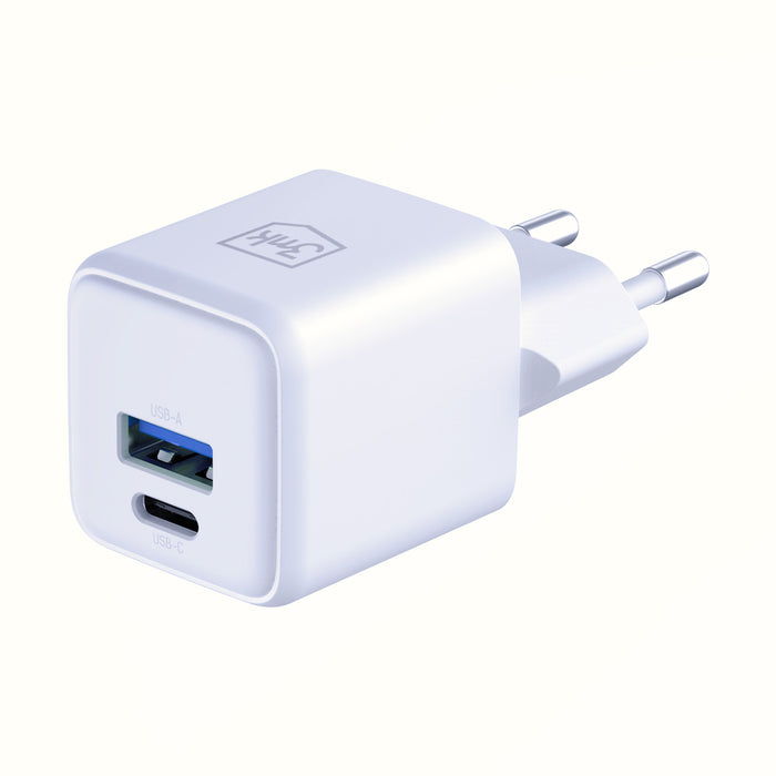 3mk Hyper GaN зарядно устройство 20W QC4+ PD PPS USB-C USB-A стенно зарядно устройство - бяло