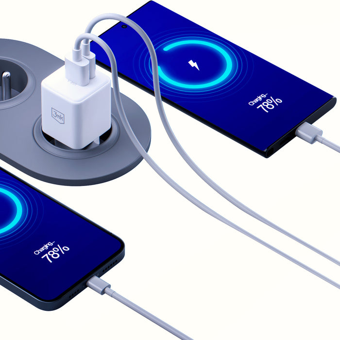 3mk Hyper GaN зарядно устройство 20W QC4+ PD PPS USB-C USB-A стенно зарядно устройство - бяло