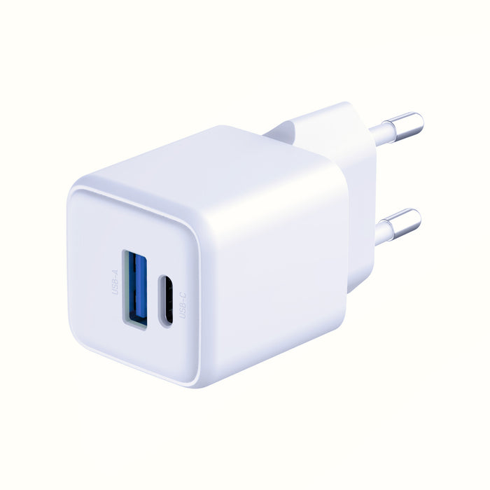 3mk Hyper GaN зарядно устройство 20W QC4+ PD PPS USB-C USB-A стенно зарядно устройство - бяло
