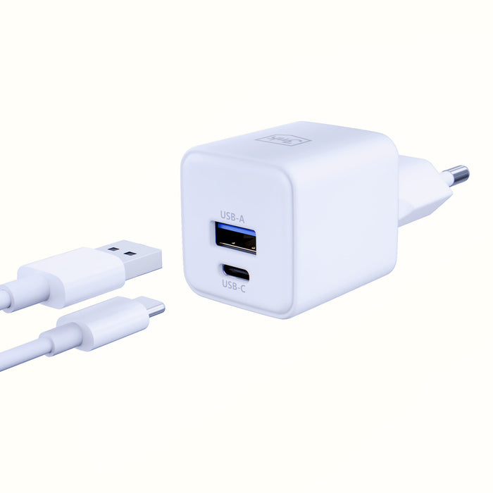 3mk Hyper GaN зарядно устройство 20W QC4+ PD PPS USB-C USB-A стенно зарядно устройство - бяло