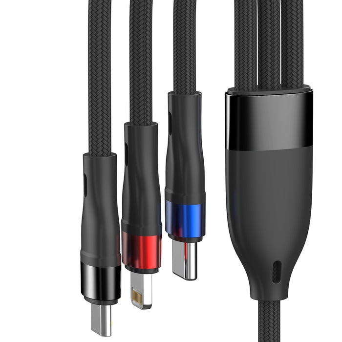 3mk Hyper Cable N-SERIES 3 в 1 USB-A / Lightning / Micro 1.2m 9V/2A 18W - черен