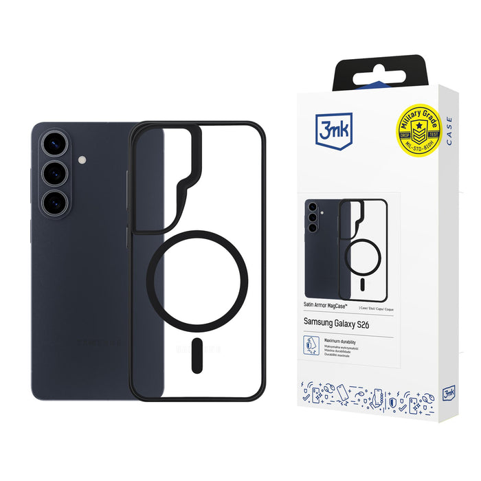 3mk Satin Armor MagCase за Samsung Galaxy S26 - прозрачен черен