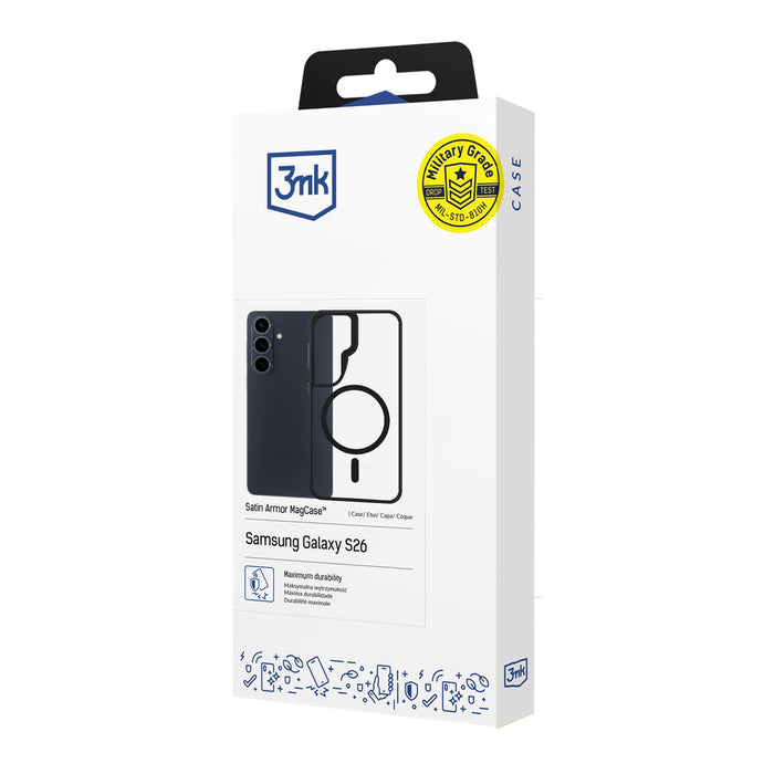 3mk Satin Armor MagCase за Samsung Galaxy S26 - прозрачен черен