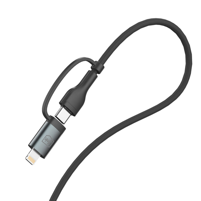 3mk Hyper Cable N-SERIES 2 в 2 USB-A / USB-C и USB-C / Lightning 1.2m QC 3.0 9V/2A 60W - черен